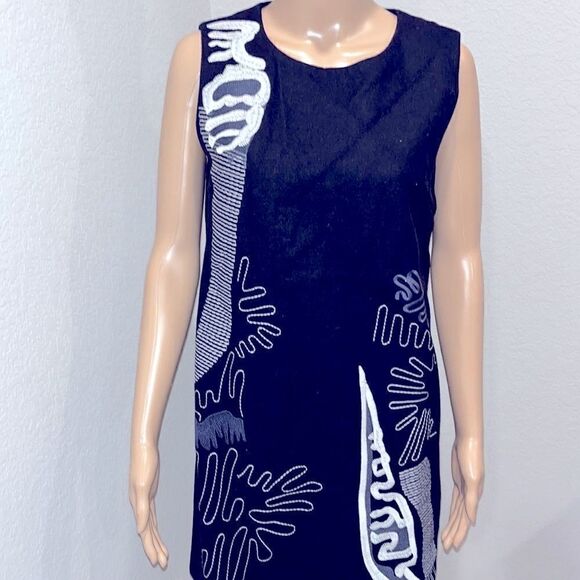 NWT- Blue Sky Butterfly textile dress, well made. - Picture 2 of 6